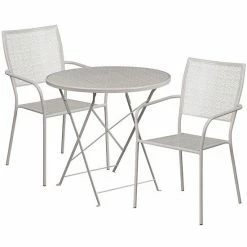Emma+Oliver Emma And Oliver Commercial Grade 30" Round Sky Blue Folding Patio Table Set-2 Square Back Chairs -Emma+Oliver shop unnamed file 1797