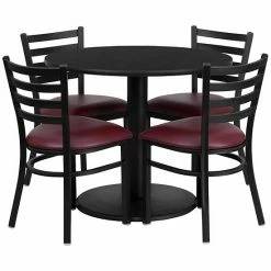 Emma+Oliver Emma And Oliver 36RD Mahogany Table Set-RD Base-4 Ladder Back Chairs,Burgundy Seat Blacktopburgundy 3 Emma+Oliver Emma And Oliver 36RD Mahogany Table Set-RD Base-4 Ladder Back Chairs,Burgundy Seat Blacktopburgundy -Emma+Oliver shop unnamed file 1811
