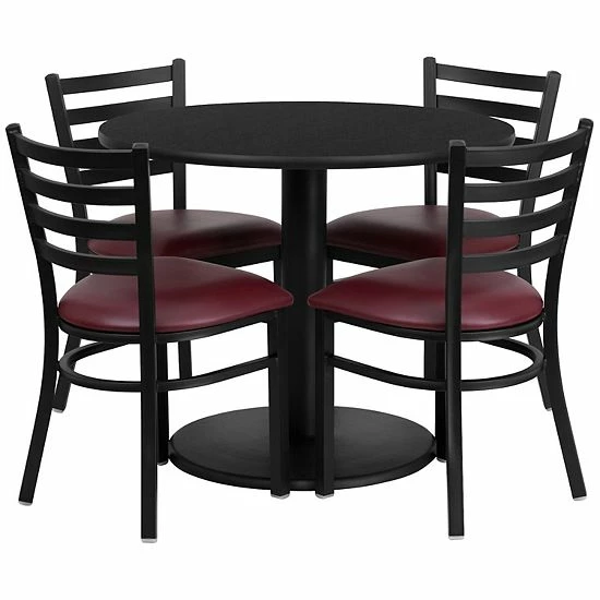 Emma+Oliver Emma and Oliver 36RD Mahogany Table Set-RD Base-4 Ladder Back Chairs,Burgundy Seat Blacktopburgundy Emma+Oliver Emma And Oliver 36RD Mahogany Table Set-RD Base-4 Ladder Back Chairs,Burgundy Seat Blacktopburgundy -Emma+Oliver shop unnamed file 1811