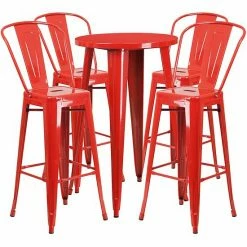 Emma+Oliver Emma And Oliver Commercial 24" Round Orange Metal Indoor-Outdoor Bar Table Set-4 Cafe Stools Blue -Emma+Oliver shop unnamed file 1823