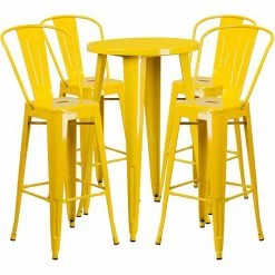 Emma+Oliver Emma And Oliver Commercial 24" Round Orange Metal Indoor-Outdoor Bar Table Set-4 Cafe Stools Blue -Emma+Oliver shop unnamed file 1824