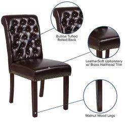 Emma+Oliver Emma And Oliver Black LeatherSoft Parsons Chair With Rolled Back & Nail Trim -Emma+Oliver shop unnamed file 1838