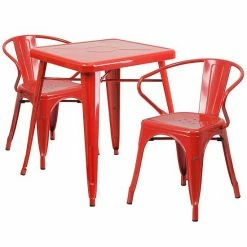 Emma+Oliver Emma And Oliver Commercial Grade 23.75" Square Blue Metal Indoor-Outdoor Table Set-2 Arm Chairs Orange -Emma+Oliver shop unnamed file 1849