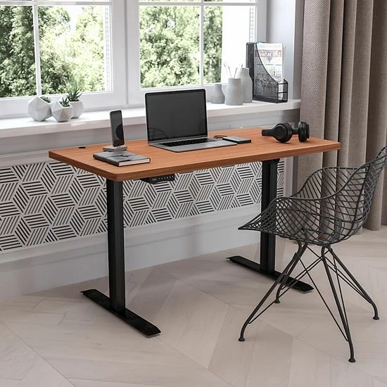 Emma+Oliver Emma and Oliver Electric Height Adjustable Standing Desk - 48" Wide x 24" Deep (Black) Mahogany Emma+Oliver Emma And Oliver Electric Height Adjustable Standing Desk - 48" Wide X 24" Deep (Black) Mahogany -Emma+Oliver shop unnamed file 189