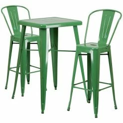 Emma+Oliver Emma And Oliver Commercial Grade 23.75SQ Green Metal Indoor-Outdoor Bar Table Set-2 Stools-Backs -Emma+Oliver shop unnamed file 1892