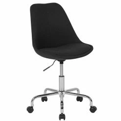 Emma+Oliver Emma And Oliver Mid-Back Pink Fabric Pneumatic Lift Task Office Chair With Chrome Base
