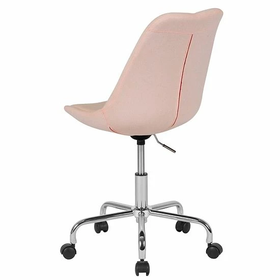 Emma+Oliver Emma And Oliver Mid-Back Pink Fabric Pneumatic Lift Task Office Chair With Chrome Base 5 Emma+Oliver Emma And Oliver Mid-Back Pink Fabric Pneumatic Lift Task Office Chair With Chrome Base - Image 5