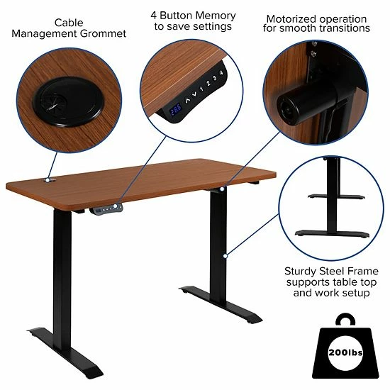 Emma+Oliver Emma and Oliver Electric Height Adjustable Standing Desk - 48" Wide x 24" Deep (Black) Mahogany Emma+Oliver Emma And Oliver Electric Height Adjustable Standing Desk - 48" Wide X 24" Deep (Black) Mahogany -Emma+Oliver shop unnamed file 191
