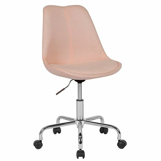 Emma+Oliver Emma And Oliver Mid-Back Pink Fabric Pneumatic Lift Task Office Chair With Chrome Base 10 Emma+Oliver Emma And Oliver Mid-Back Pink Fabric Pneumatic Lift Task Office Chair With Chrome Base - Image 10