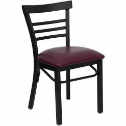 Emma+Oliver Emma And Oliver Black Three-Slat Ladder Back Metal Dining Chair - Cherry Wood Seat Naturalblack -Emma+Oliver shop unnamed file 1931