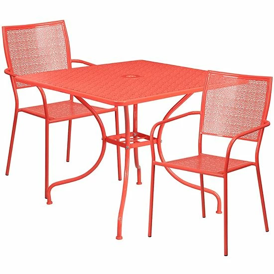 Emma+Oliver Emma and Oliver Commercial Grade 35.5" Square Sky Blue Patio Table Set-2 Square Back Chairs Black Emma+Oliver Emma And Oliver Commercial Grade 35.5" Square Sky Blue Patio Table Set-2 Square Back Chairs Black -Emma+Oliver shop unnamed file 1941