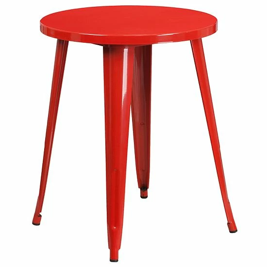 Emma+Oliver Emma And Oliver Commercial Grade 24" Round White Metal Table Set-4 Vertical Slat Back Chairs Red 4 Emma+Oliver Emma And Oliver Commercial Grade 24" Round White Metal Table Set-4 Vertical Slat Back Chairs Red - Image 4