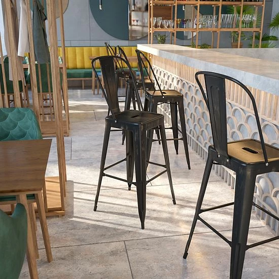 Emma+Oliver Emma and Oliver Commercial Grade 30"H Black Metal Indoor-Outdoor Barstool with Back Green Emma+Oliver Emma And Oliver Commercial Grade 30"H Black Metal Indoor-Outdoor Barstool With Back Green -Emma+Oliver shop unnamed file 1964