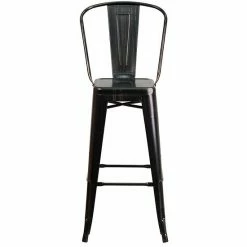 Emma+Oliver Emma And Oliver Commercial Grade 30"H Black Metal Indoor-Outdoor Barstool With Back Green 3 Emma+Oliver Emma And Oliver Commercial Grade 30"H Black Metal Indoor-Outdoor Barstool With Back Green -Emma+Oliver shop unnamed file 1966