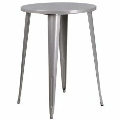 Emma+Oliver Emma And Oliver Commercial 30" Round Silver Metal Indoor-Outdoor Bar Table Set-2 Cafe Stools -Emma+Oliver shop unnamed file 1986