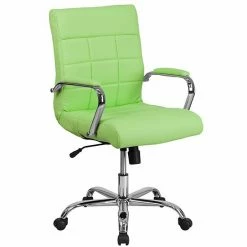 Emma+Oliver Emma And Oliver Mid-Back Green Vinyl Executive Swivel Office Chair With Chrome Base And Arms -Emma+Oliver shop unnamed file 2001