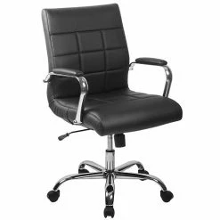 Emma+Oliver Emma And Oliver Mid-Back Green Vinyl Executive Swivel Office Chair With Chrome Base And Arms -Emma+Oliver shop unnamed file 2002