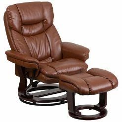 Emma+Oliver Emma And Oliver Multi-Position Recliner/Curved Ottoman - Swivel Wood Base In Black LeatherSoft -Emma+Oliver shop unnamed file 2030
