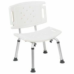 Emma+Oliver Emma And Oliver Tool-Free 300 Lb. Capacity, Adjustable White Bath & Shower Chair With Large Back