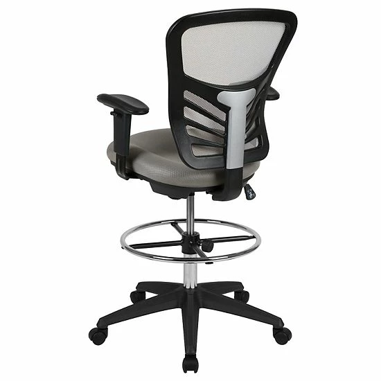 Emma+Oliver Emma And Oliver Mid-Back Black Mesh/Black Frame Adjustable Ergonomic Drafting Chair, Task Chair Lightgraymeshblack 5 Emma+Oliver Emma And Oliver Mid-Back Black Mesh/Black Frame Adjustable Ergonomic Drafting Chair, Task Chair Lightgraymeshblack - Image 5
