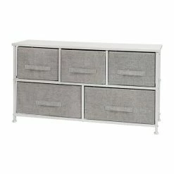 Emma+Oliver Emma And Oliver 5 Drawer Storage Chest With Black Wood Top & Dark Gray Fabric Pull Drawers Blackgray