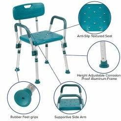Emma+Oliver Emma And Oliver 300 Lb. Capacity Quick Release Back & Arm Teal Shower Chair -Emma+Oliver shop unnamed file 2088
