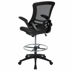 Emma+Oliver Emma And Oliver Mid-Back Dark Gray Mesh Ergonomic Drafting Chair With Foot Ring And Flip-Up Arms Black Leathersoftmesh -Emma+Oliver shop unnamed file 2099