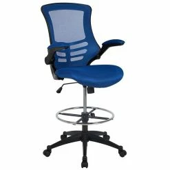 Emma+Oliver Emma And Oliver Mid-Back Dark Gray Mesh Ergonomic Drafting Chair With Foot Ring And Flip-Up Arms Black Leathersoftmesh -Emma+Oliver shop unnamed file 2100