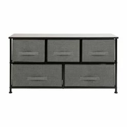 Emma+Oliver Emma And Oliver 5 Drawer Storage Chest With Black Wood Top & Dark Gray Fabric Pull Drawers Blackgray -Emma+Oliver shop unnamed file 211