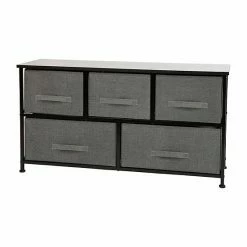 Emma+Oliver Emma And Oliver 5 Drawer Storage Chest With Black Wood Top & Dark Gray Fabric Pull Drawers Blackgray -Emma+Oliver shop unnamed file 214