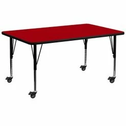 Emma+Oliver Emma And Oliver Mobile 30x72 Grey Thermal Laminate Preschool Activity Table Red
