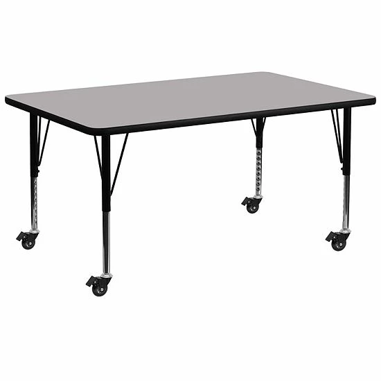 Emma+Oliver Emma And Oliver Mobile 30x72 Grey Thermal Laminate Preschool Activity Table Red 6 Emma+Oliver Emma And Oliver Mobile 30x72 Grey Thermal Laminate Preschool Activity Table Red - Image 6
