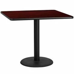 Emma+Oliver Emma And Oliver 42" Square Mahogany Laminate Table Top With 24"RD Base