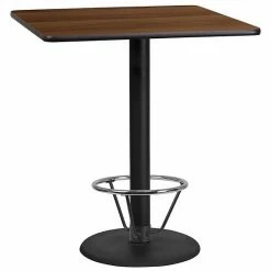 Emma+Oliver Emma And Oliver 36" Square Natural Laminate Bar Table Top-24"RD Base/Foot Ring -Emma+Oliver shop unnamed file 2333