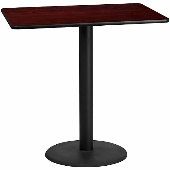 Emma+Oliver Emma And Oliver 30"x48" Mahogany Laminate Bar Table Top-24"RD Base 1 Emma+Oliver Emma And Oliver 30"x48" Mahogany Laminate Bar Table Top-24"RD Base