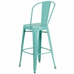 Emma+Oliver Emma And Oliver Commercial Grade 30"H Mint Green Metal Indoor-Outdoor Barstool With Back -Emma+Oliver shop unnamed file 2348