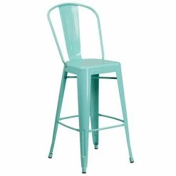 Emma+Oliver Emma And Oliver Commercial Grade 30"H Mint Green Metal Indoor-Outdoor Barstool With Back -Emma+Oliver shop unnamed file 2352