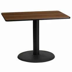Emma+Oliver Emma And Oliver 24"x42" Rectangular Walnut Laminate Table Top With 24"RD Base