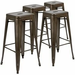 Emma+Oliver Emma And Oliver 4 Pack 30" High Metal Indoor Bar Stool - Stackable Stool, Teal