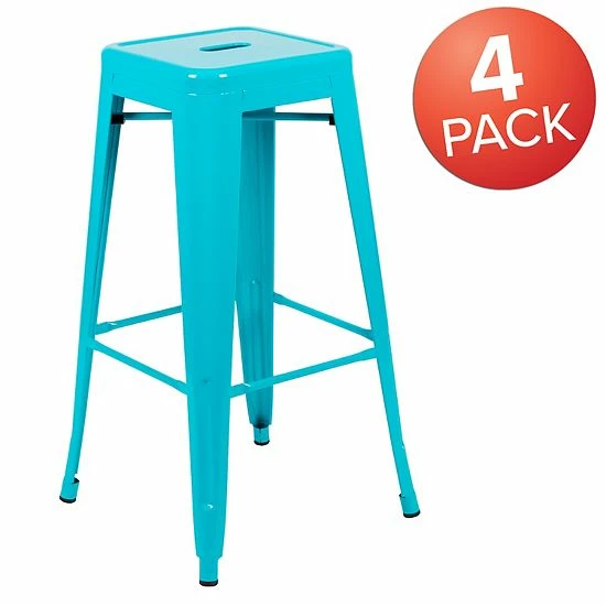 Emma+Oliver Emma and Oliver 4 Pack 30" High Metal Indoor Bar Stool - Stackable Stool, Teal Emma+Oliver Emma And Oliver 4 Pack 30" High Metal Indoor Bar Stool - Stackable Stool, Teal -Emma+Oliver shop unnamed file 2364