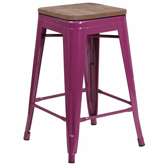 Emma+Oliver Emma and Oliver 24"H Backless Purple Counter Height Stool with Wood Seat Emma+Oliver Emma And Oliver 24"H Backless Purple Counter Height Stool With Wood Seat -Emma+Oliver shop unnamed file 2385