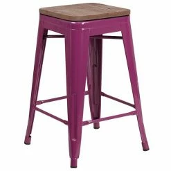 Emma+Oliver Emma And Oliver 24"H Backless Purple Counter Height Stool With Wood Seat 3 Emma+Oliver Emma And Oliver 24"H Backless Purple Counter Height Stool With Wood Seat -Emma+Oliver shop unnamed file 2388