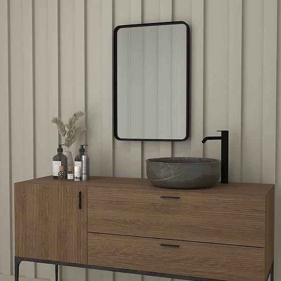Emma+Oliver Emma And Oliver Afsin 20" X 30" Rectangular Wall Mirror With Black Frame, Silver Backing For Clarity And Shatterproof Glass For Entryways, Bathrooms & More 3 Emma+Oliver Emma And Oliver Afsin 20" X 30" Rectangular Wall Mirror With Black Frame, Silver Backing For Clarity And Shatterproof Glass For Entryways, Bathrooms & More - Image 3