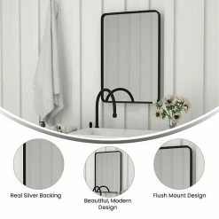 Emma+Oliver Emma And Oliver Afsin 20" X 30" Rectangular Wall Mirror With Black Frame, Silver Backing For Clarity And Shatterproof Glass For Entryways, Bathrooms & More 8 Emma+Oliver Emma And Oliver Afsin 20" X 30" Rectangular Wall Mirror With Black Frame, Silver Backing For Clarity And Shatterproof Glass For Entryways, Bathrooms & More -Emma+Oliver shop unnamed file 241