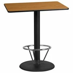 Emma+Oliver Emma And Oliver 30"x42" Walnut Laminate Bar Table Top-24"RD Base/Foot Ring -Emma+Oliver shop unnamed file 2427