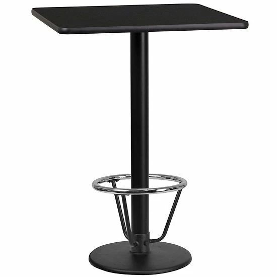 Emma+Oliver Emma and Oliver 24" Square Black Laminate Bar Table Top-18"RD Base/Foot Ring Emma+Oliver Emma And Oliver 24" Square Black Laminate Bar Table Top-18"RD Base/Foot Ring -Emma+Oliver shop unnamed file 2433