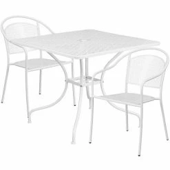 Emma+Oliver Emma And Oliver Commercial Grade 35.5" Square Black Patio Table Set-2 Round Back Chairs Gold -Emma+Oliver shop unnamed file 2442