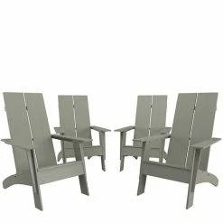 Emma+Oliver Emma And Oliver Set Of 4 White Modern Dual Slat Back Indoor/Outdoor Adirondack Style Chairs -Emma+Oliver shop unnamed file 2450