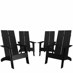 Emma+Oliver Emma And Oliver Set Of 4 White Modern Dual Slat Back Indoor/Outdoor Adirondack Style Chairs -Emma+Oliver shop unnamed file 2453
