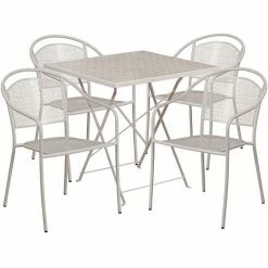 Emma+Oliver Emma And Oliver Commercial Grade 28" Square Gold Folding Patio Table Set-4 Round Back Chairs White 7 Emma+Oliver Emma And Oliver Commercial Grade 28" Square Gold Folding Patio Table Set-4 Round Back Chairs White -Emma+Oliver shop unnamed file 2488